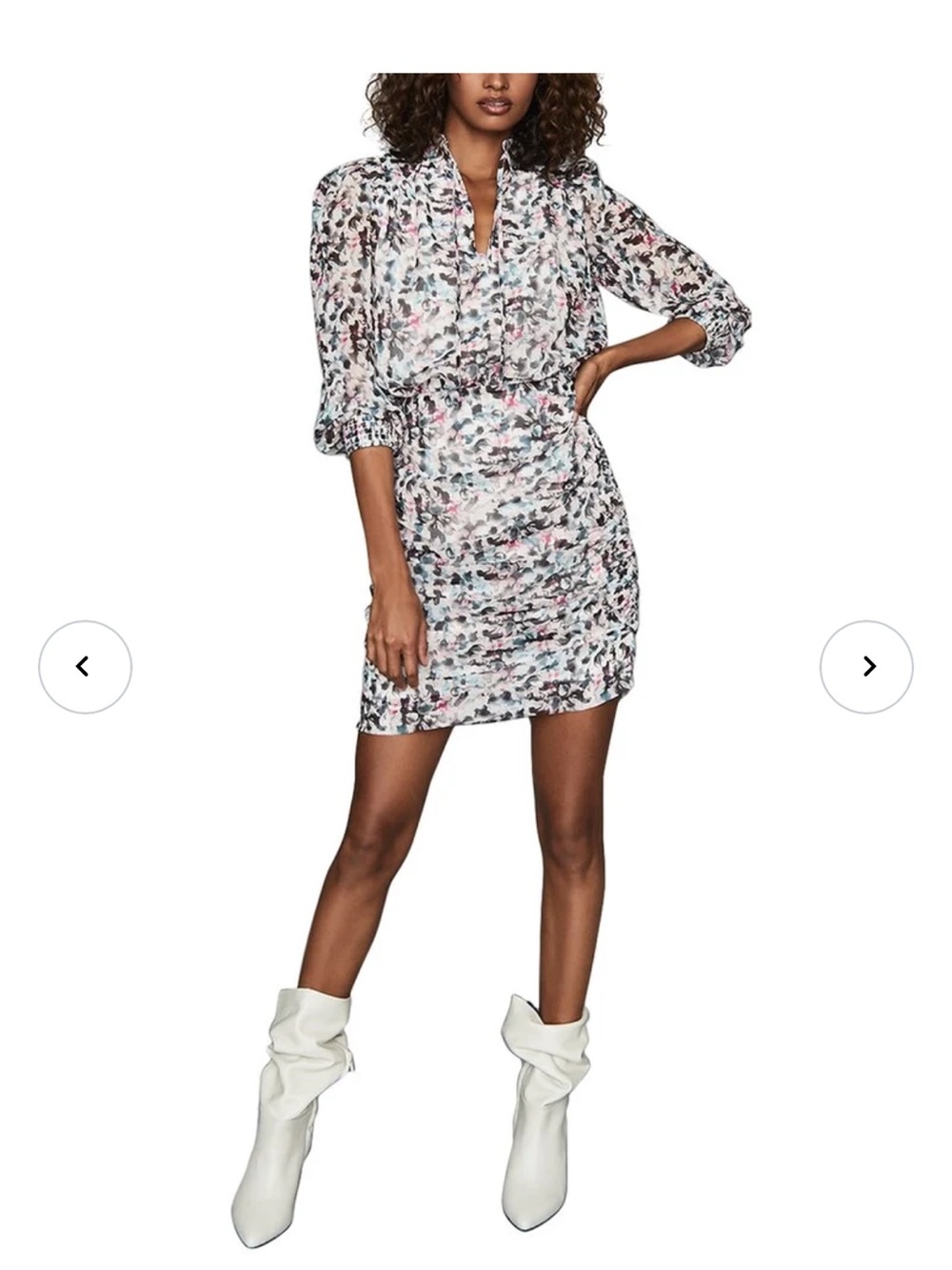 Reiss Dakota Watercolor Floral Ruffled Mini Dress